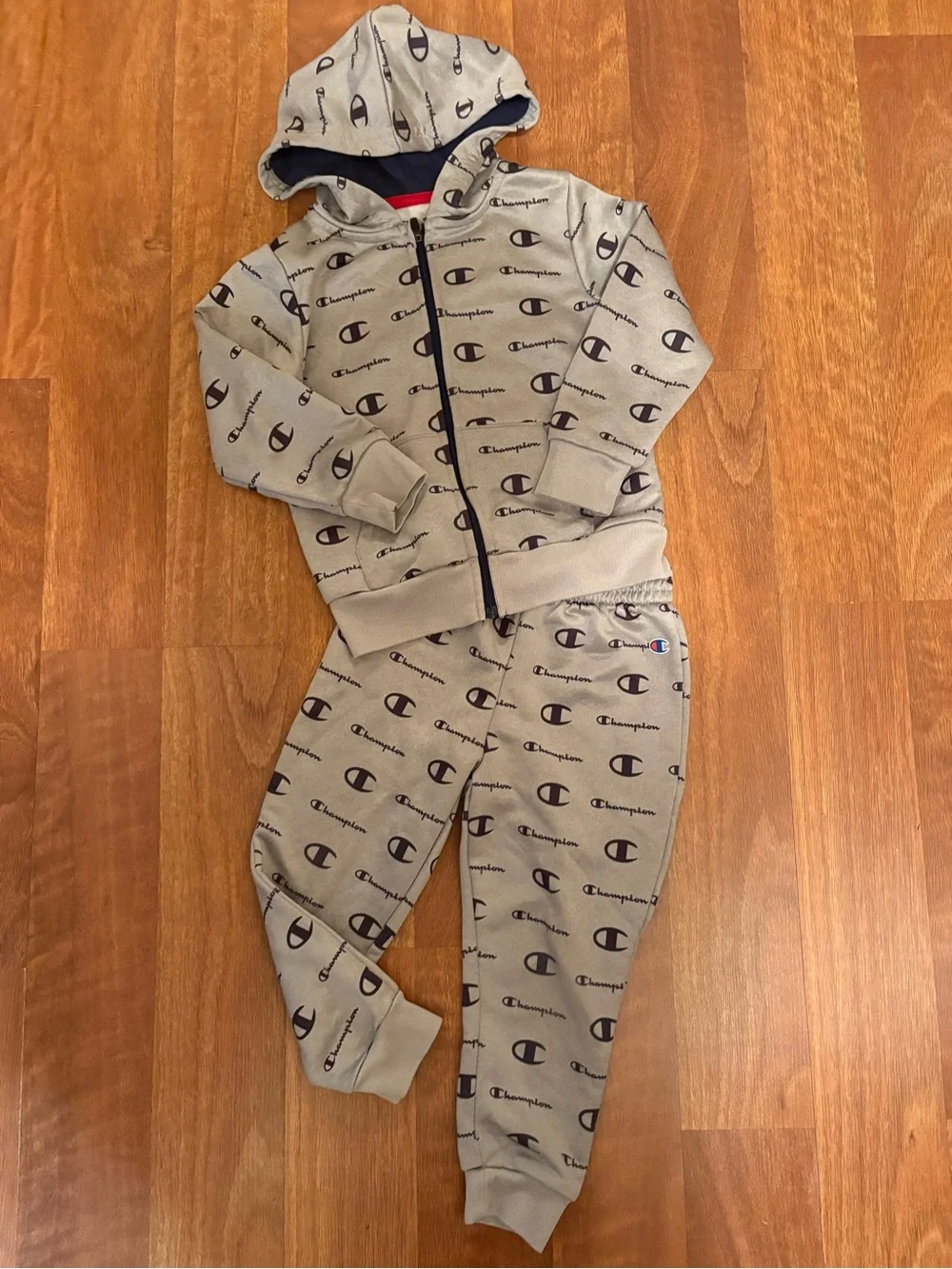 Champion Grey and Navy Logo Kids Hoodie & Jogger Set Boys 4T